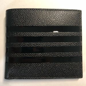 Thom Browne Black Patent Four Bar Billfold Wallet